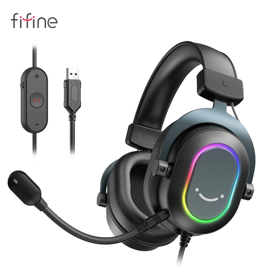 Casque Gaming FIFINE Dynamic RGB – Son 7.1 Immersif et Confort Optimal