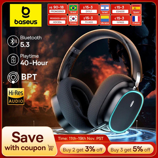 Casque Gaming et Multimédia BASEUS – Confort, Autonomie et Polyvalence